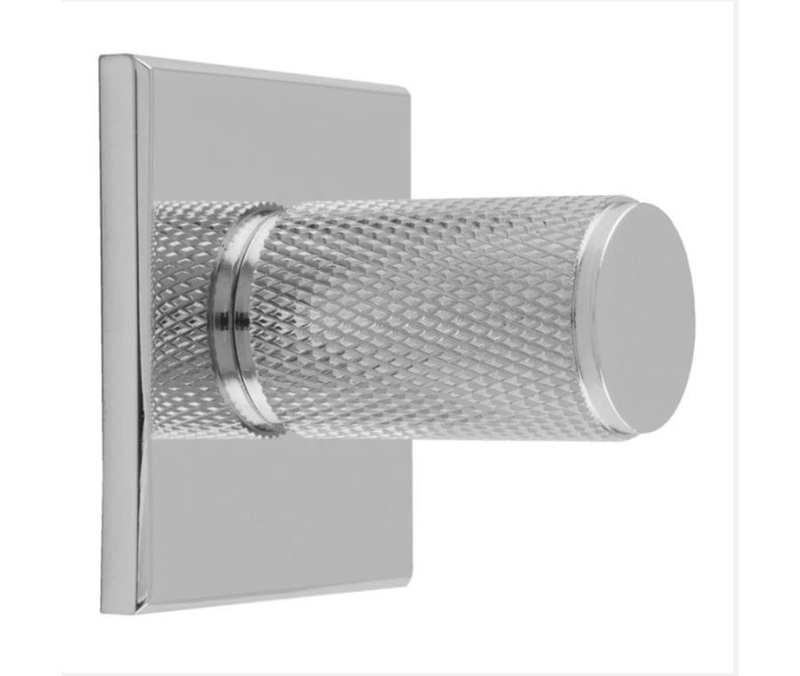 Polished Chrome 30mm Knurled Knob with Square Backplate | BP702CP40CP