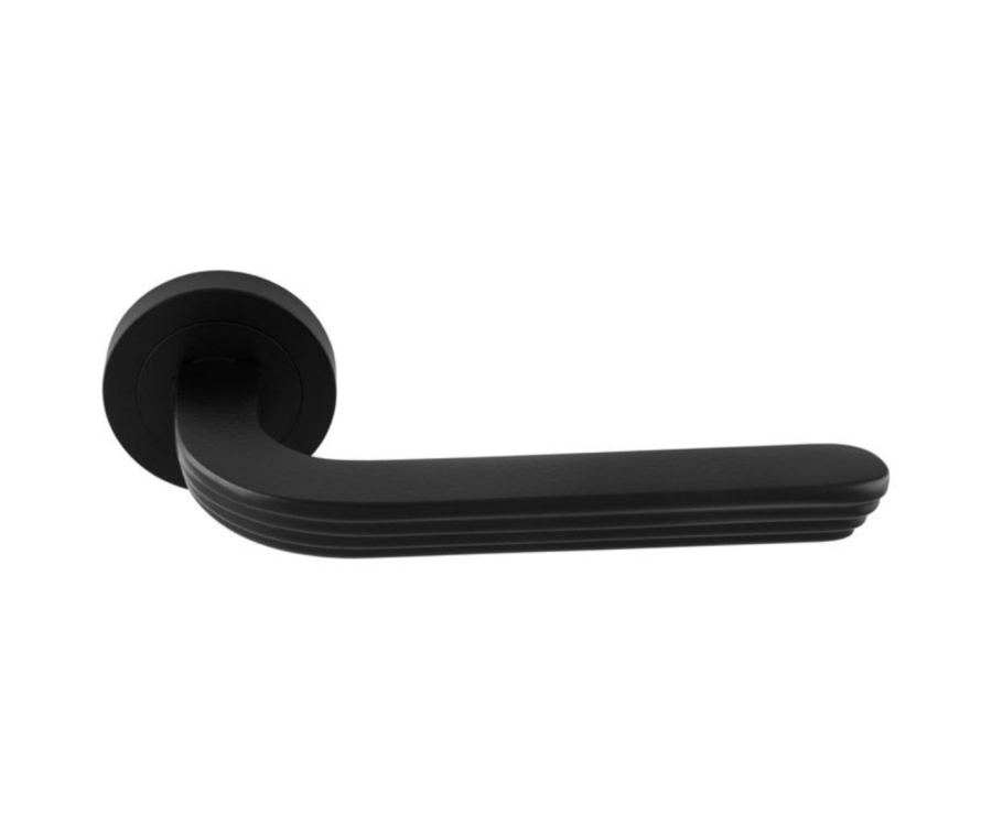 Set Manital Matt Black Cloud Lever Furniture on round rose | CD5BLK