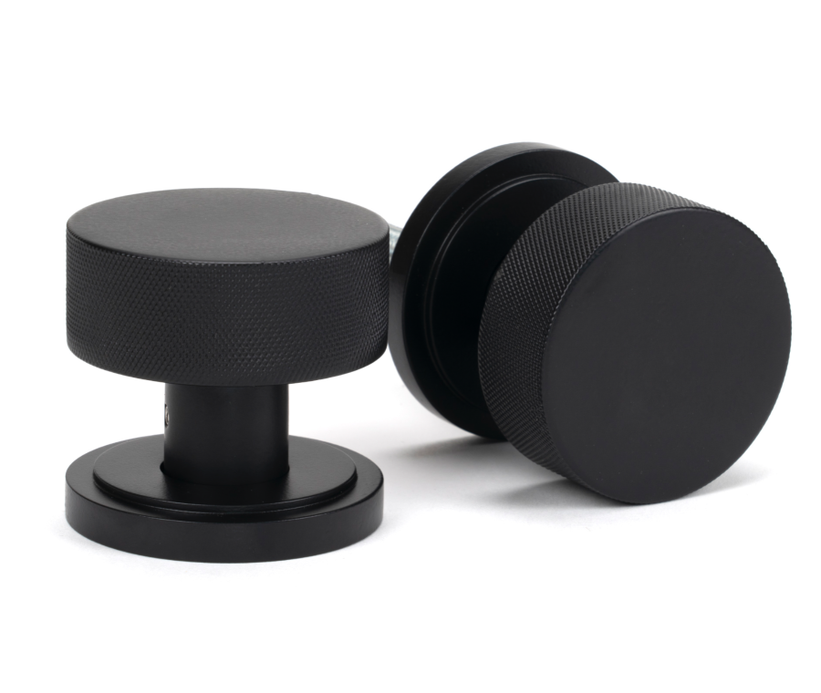 Matt Black Brompton Mortice/Rim Knob Set (Art Deco) | 46799