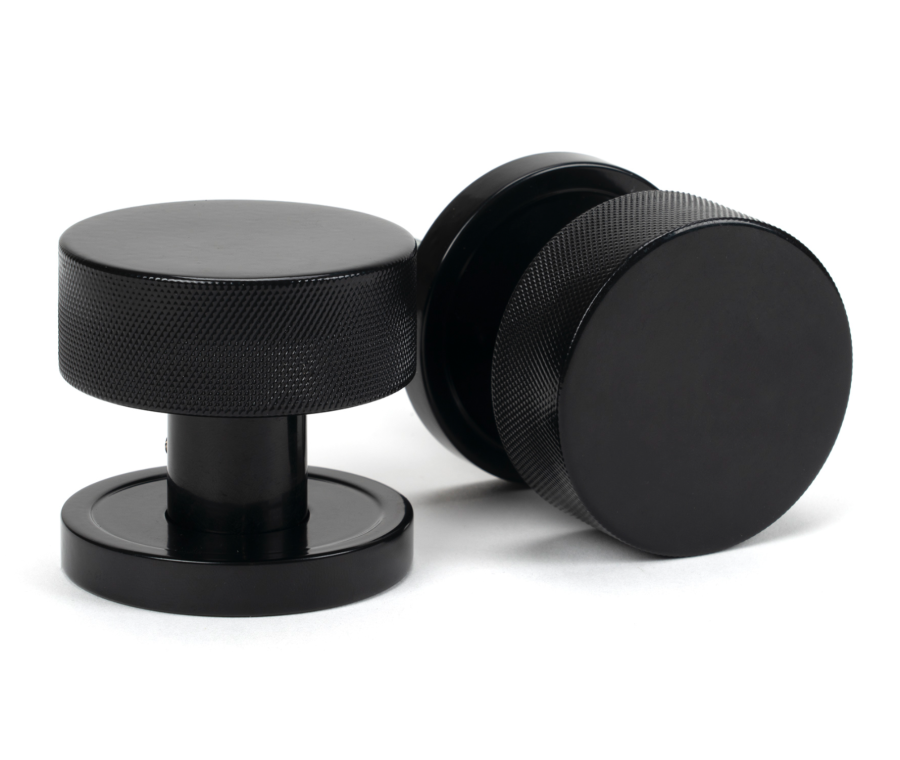 Black Brompton Mortice/Rim Knob Set (Plain) | 46794