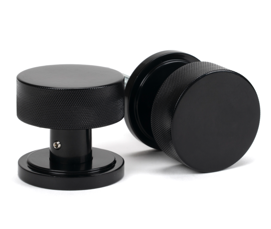 Black Brompton Mortice/Rim Knob Set (Art Deco) | 46795