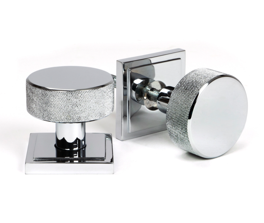 Polished Chrome Brompton Mortice/Rim Knob Set (Square) | 46781
