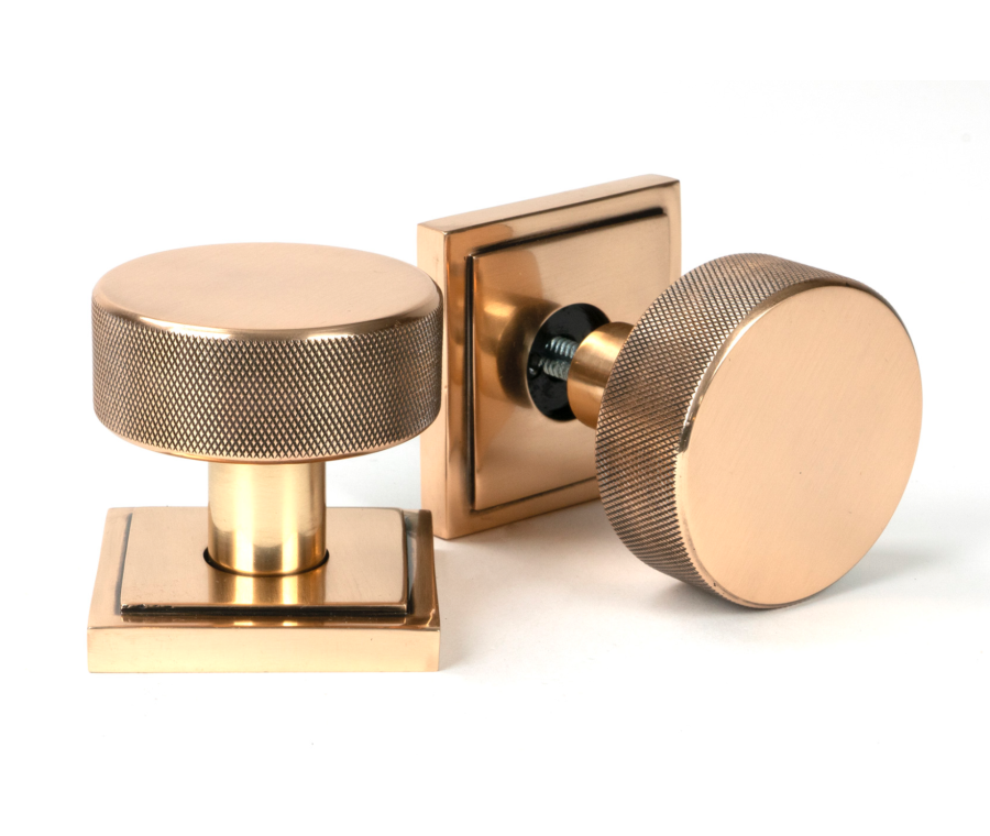 Polished Bronze Brompton Mortice/Rim Knob Set (Square) | 46793