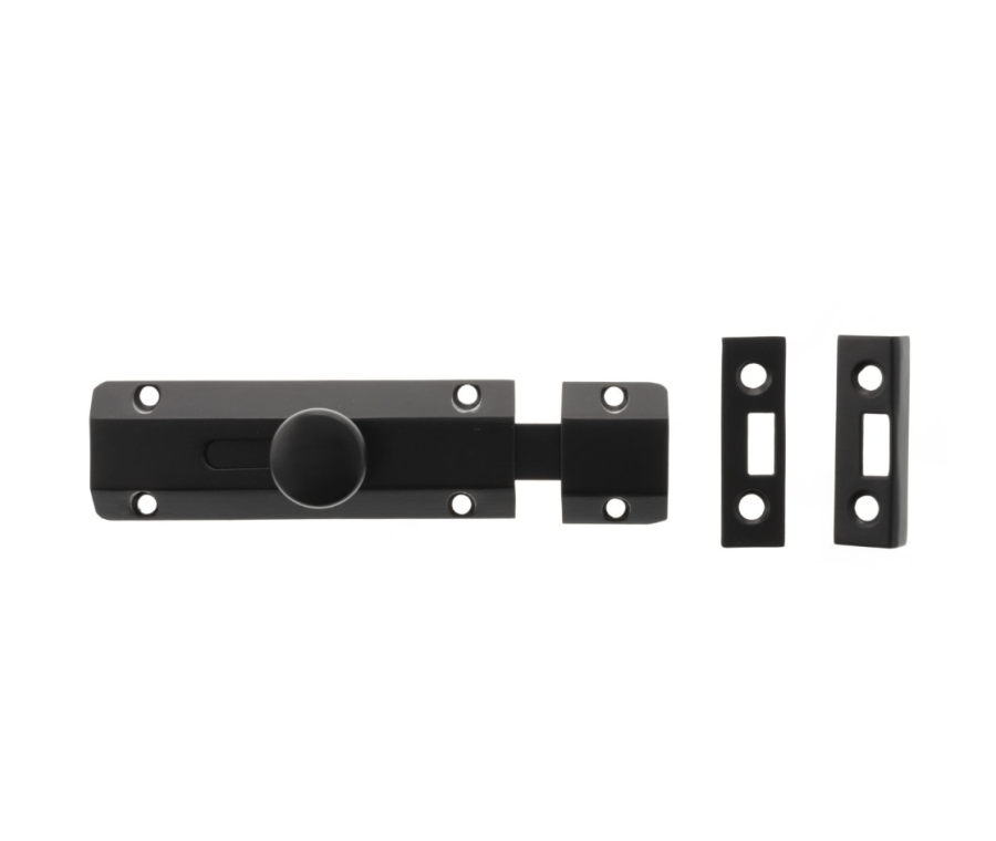 100mm x 35mm Matt Black Surface Slide Bolts | ASB4MB