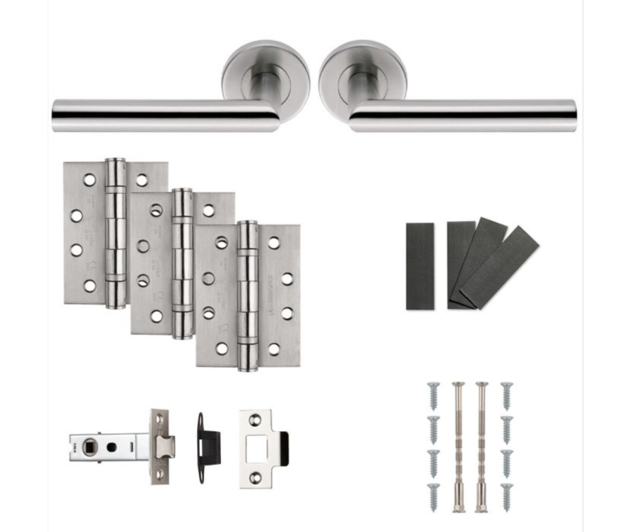 Eurospec Satin Stainless Steel Mitred Fire Door Pack | FDP1192SSS