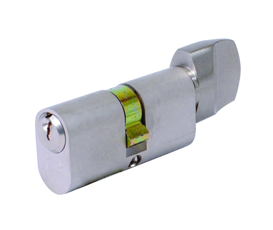 EVVA A5 OKZ 36-T36 Polished Chrome Oval Key & Turn Cylinder 1 Bitted