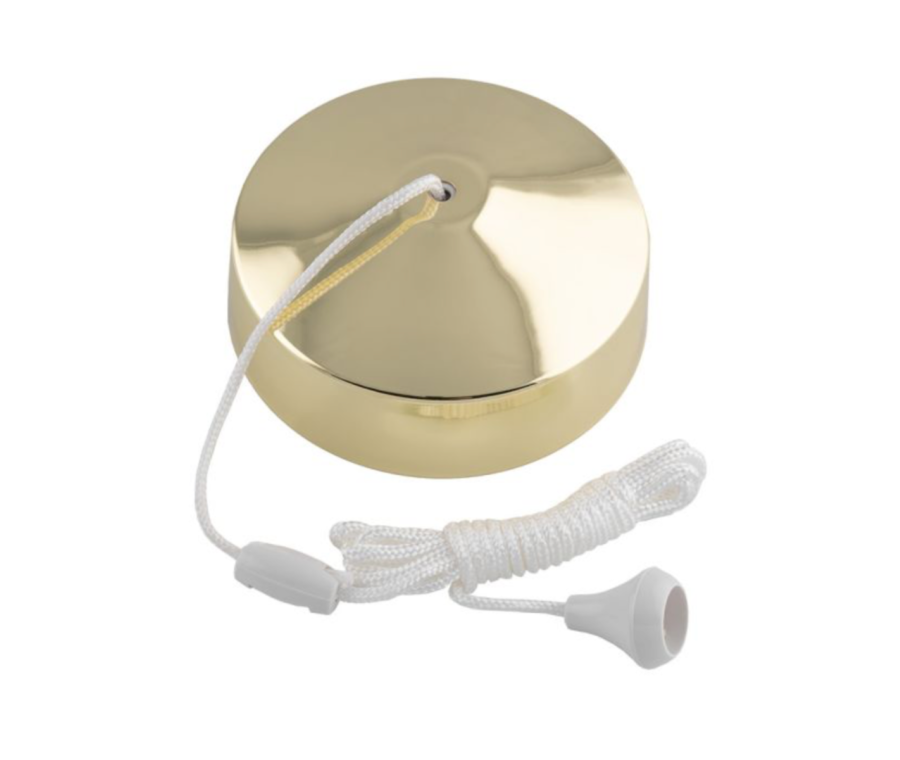 Eurolite Polished Brass 10 Amp 2 Way Pull Cord Switch  | A3222PB