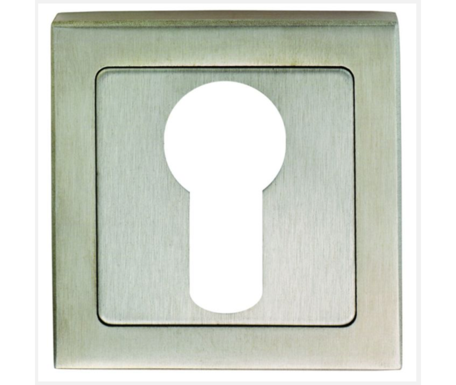 Satin Stainless Steel 52mm Euro Profile Square Key Escutcheon | SSE1405SSS