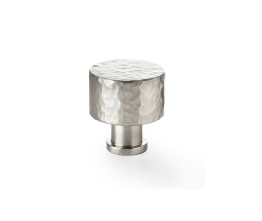 Alexander and Wilks Leila Satin Nickel 30mm Hammered Cupboard Knob