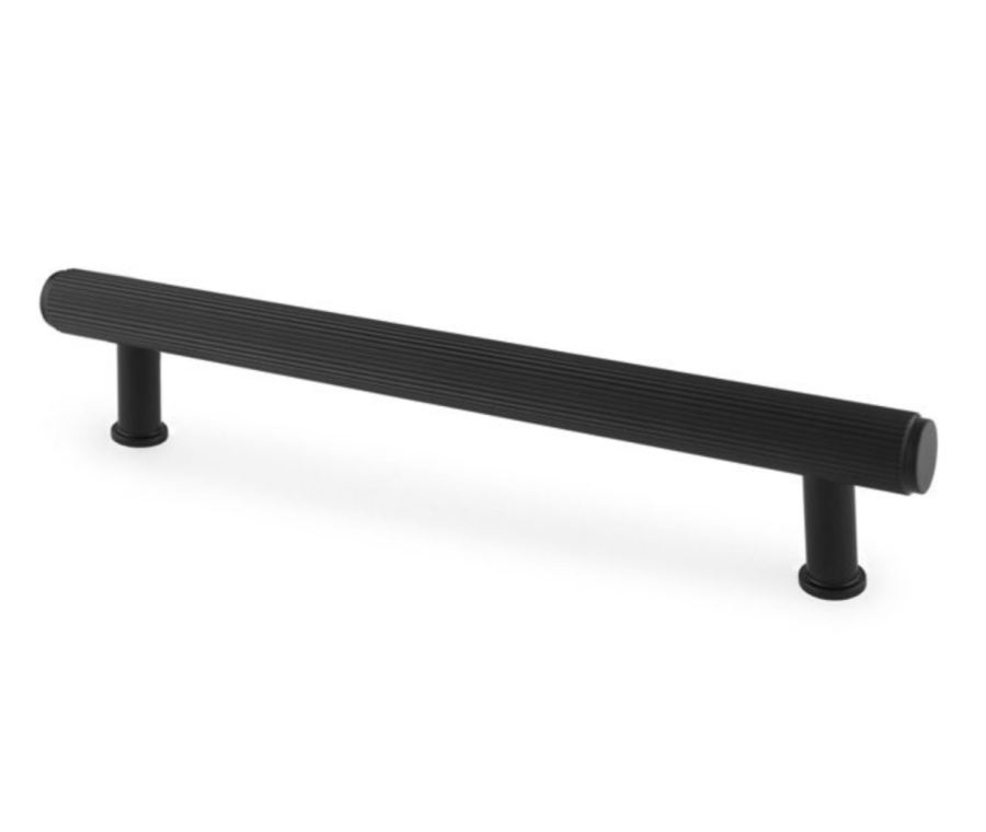 A&W Matt Black Reeded Line T Bar Pull Handle c/c 160mm