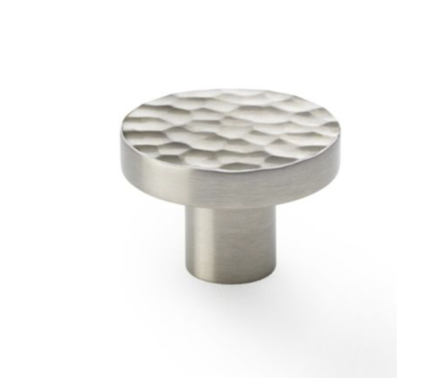 Alexander and Wilks Satin Nickel 38mm Hanover Hammered Cupboard Knob 