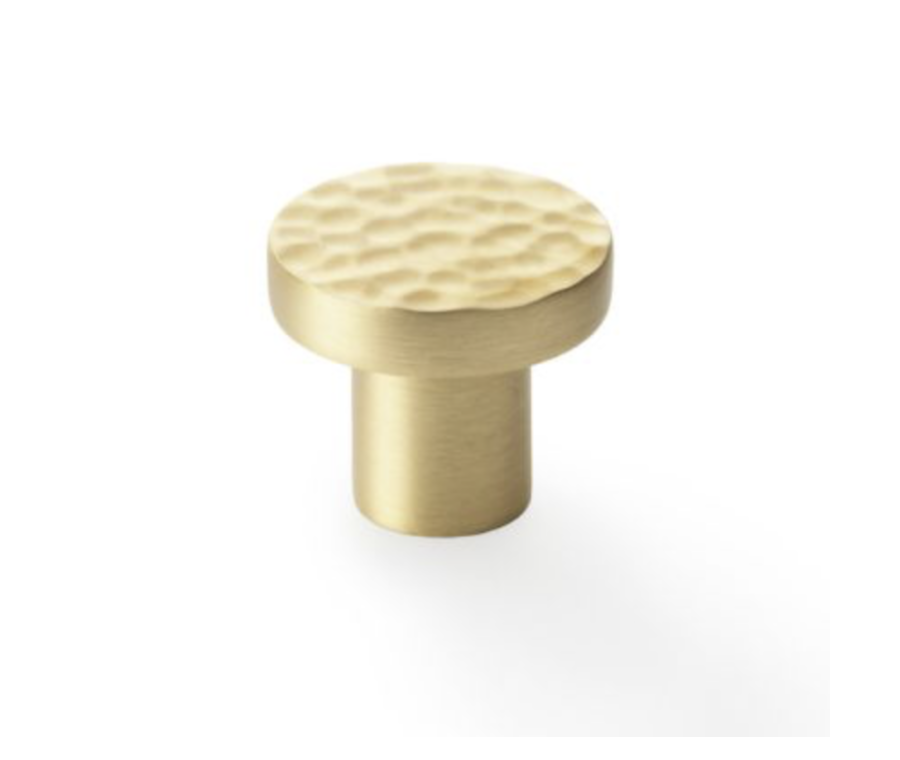 Alexander and Wilks Satin Brass 30mm Hanover Hammered Cupboard Knob 