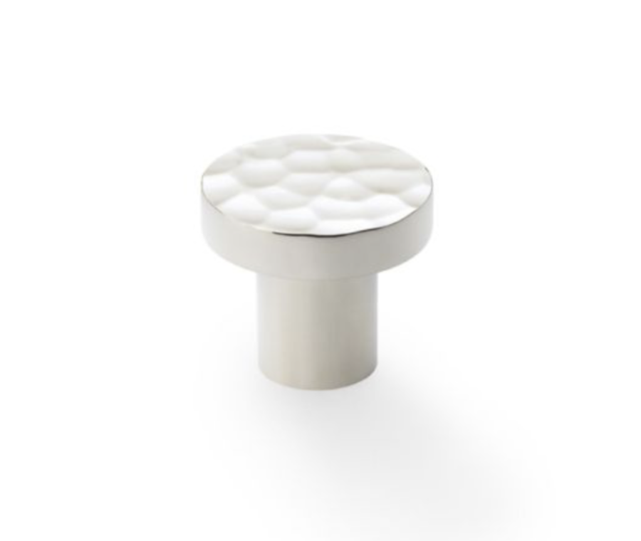 Alexander and Wilks Polished Nickel 30mm Hanover Hammered Cupboard Knob 