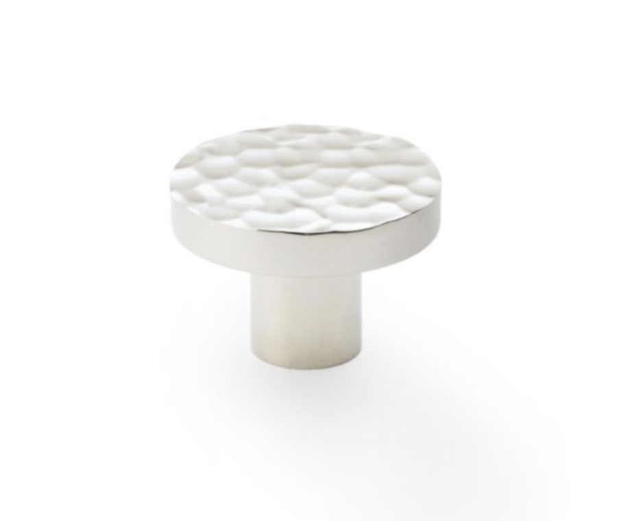 Alexander and Wilks Polished Nickel 38mm Hanover Hammered Cupboard Knob 