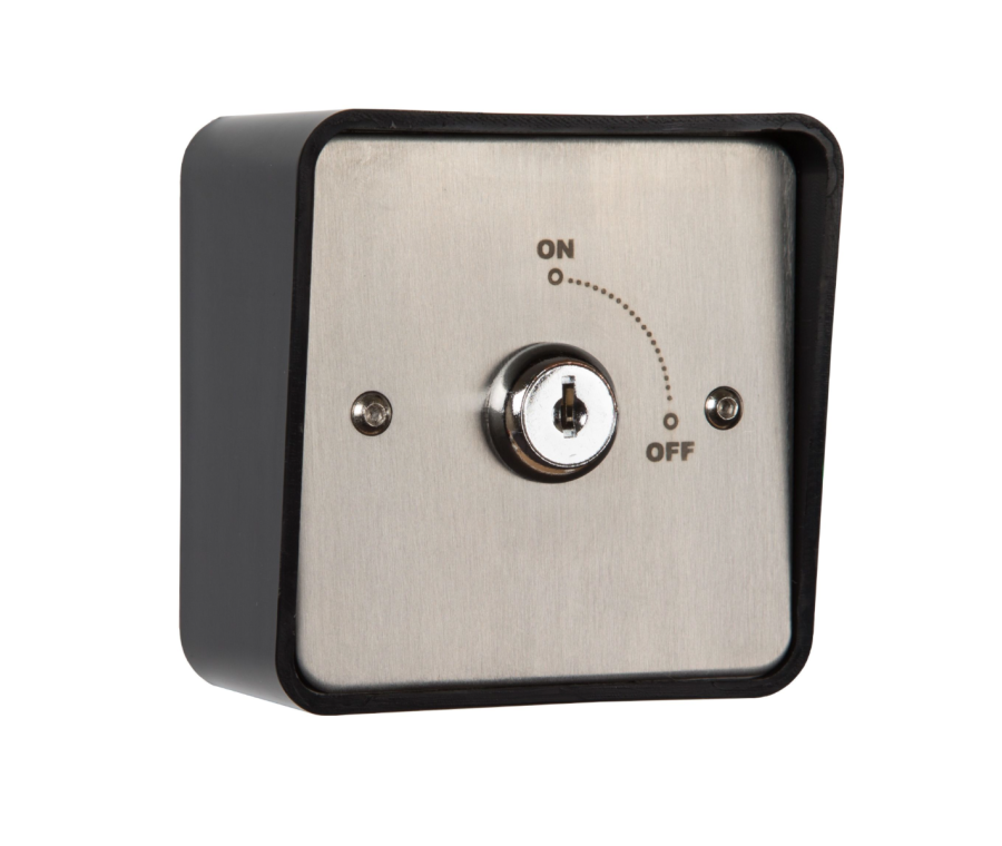 Stainless Steel On/Off Latching Key Switch c/w Shrouded Box