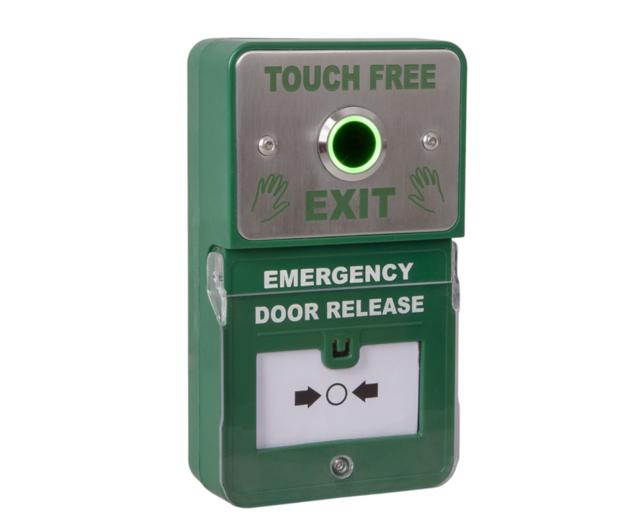Dual Unit-Combined Emergency Door Release and Stainless Steel Touch Free Button