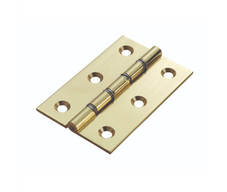 Pair Polished Brass Double Steel Washered Brass Butt Hinge | HDSW1BP