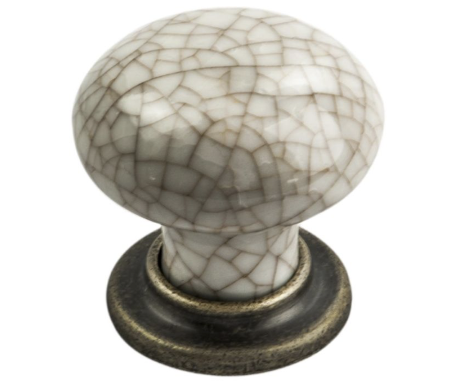 Antique Brass Ivory Crackle Porcelain 36mm Knob | FTD630AABIC