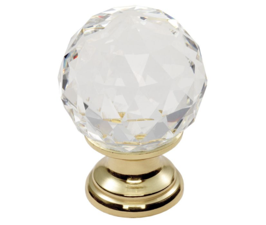 Translucent Brass Clear Faceted 40mm Knob | FTD670DCTB