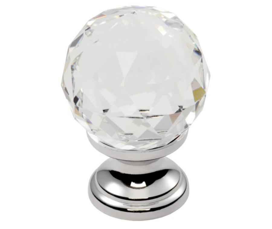Translucent Chrome Clear Faceted 40mm Knob | FTD670DCTC