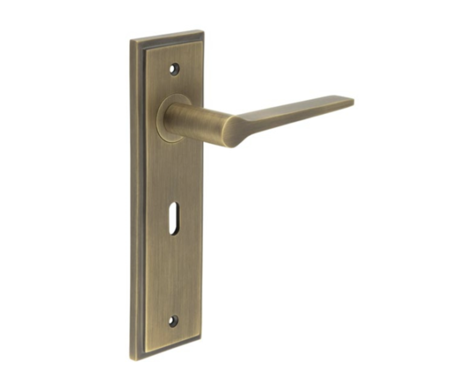 Set Burlington Antique Brass Knightsbridge Lever on Key Lock Plate  | BUR20-451AB