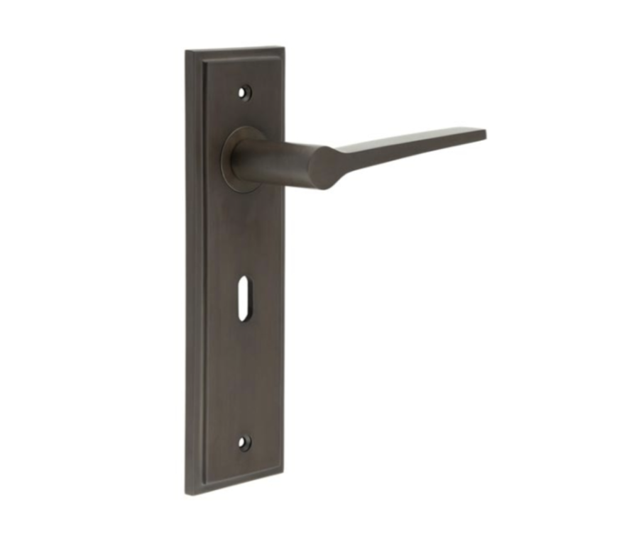 Set Burlington Dark Bronze Knightsbridge Lever on Key Lock Plate  | BUR20-451DB