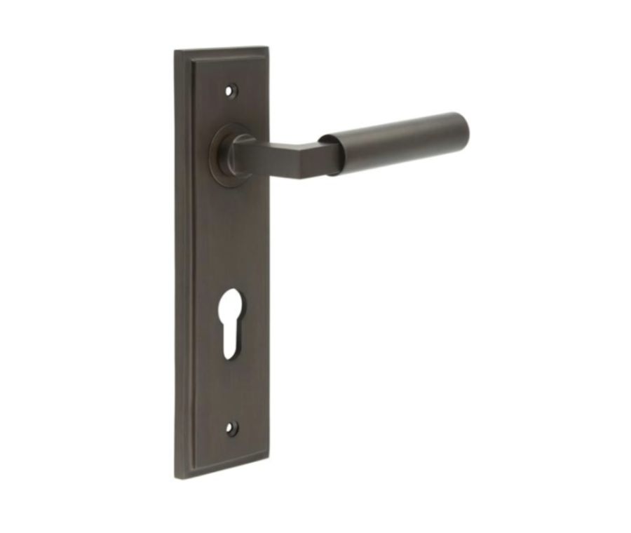 Set Burlington Dark Bronze Westminster Lever on Din Euro Lock Plate c/c 72mm  | BUR30-455DB