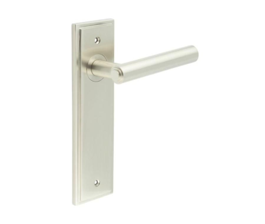 Set Burlington Satin Nickel Richmond Lever on Latch Plate  | BUR45-450SN