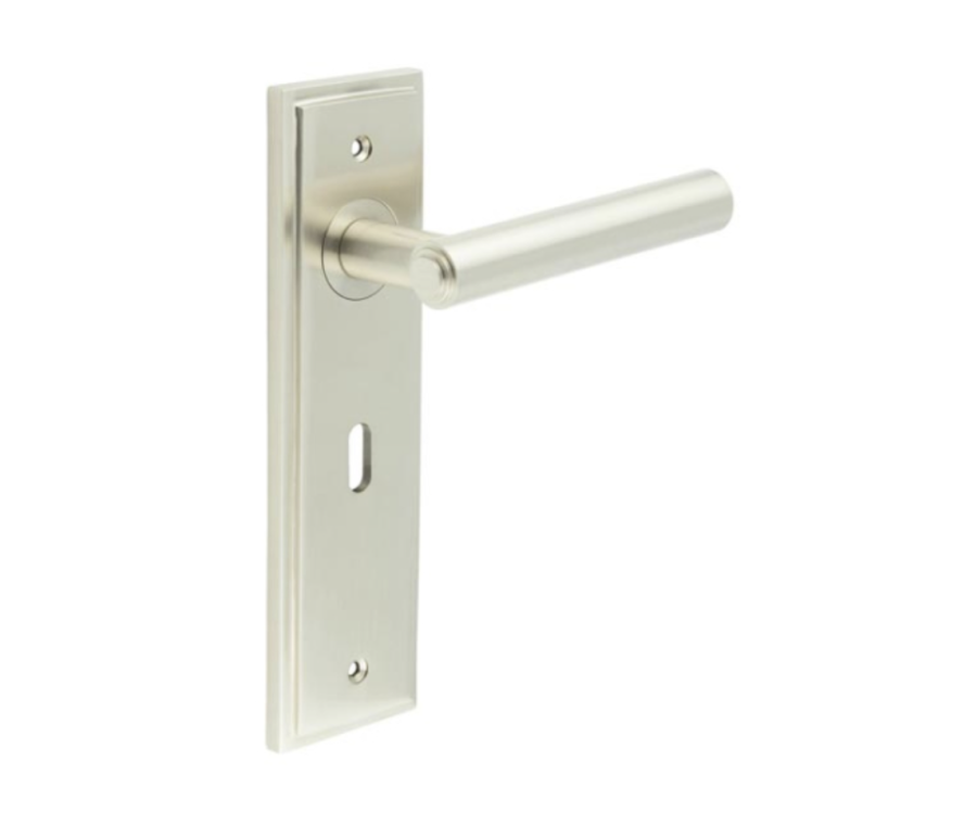 Set Burlington Satin Nickel Richmond Lever on Key Lock Plate  | BUR45-451SN