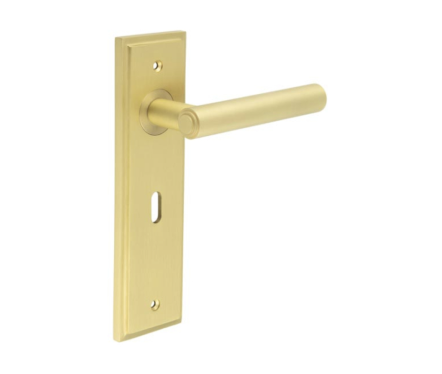 Set Burlington Satin Brass Richmond Lever on Key Lock Plate  | BUR45-451SB