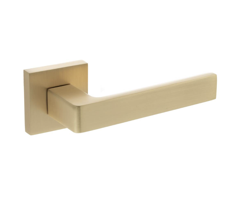 Set Satin Brass Status Montana Lever on Square Rose | S40SSB