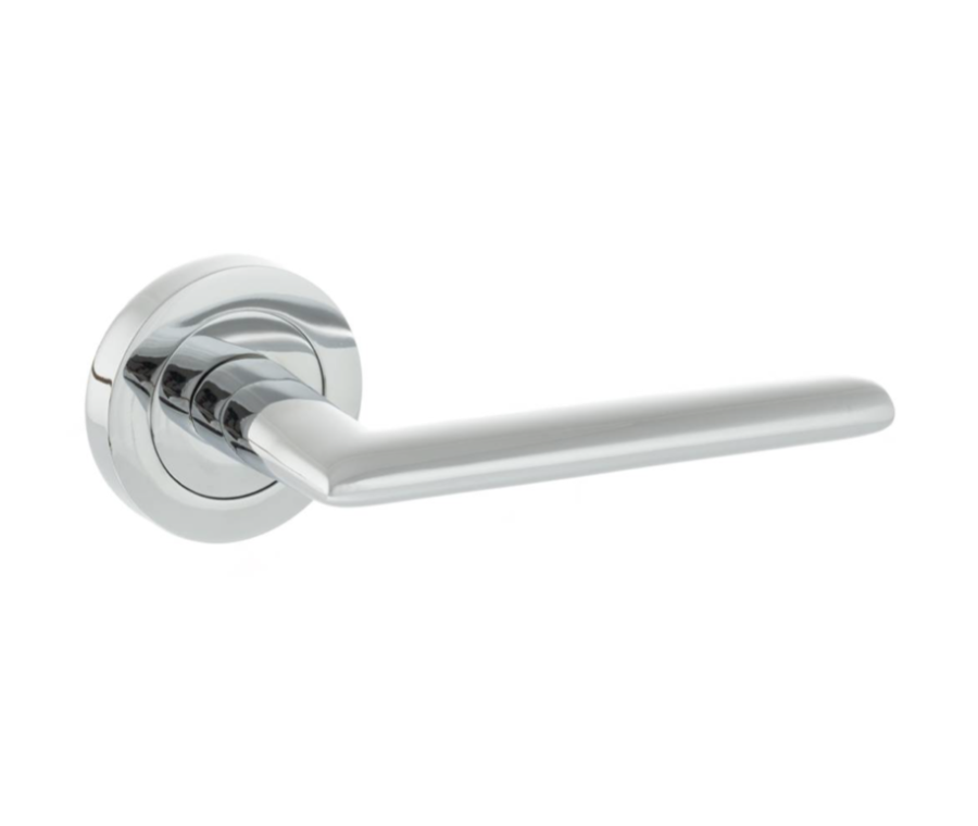 Set Status Polished Chrome Alabama Lever on Round Rose | S43RPC