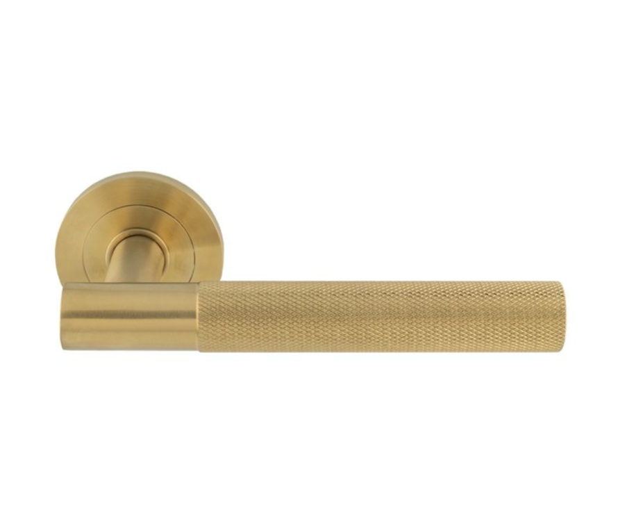Satin PVD Brass Galaxy Knurled Style Lever on rose | SWL1171SPVD