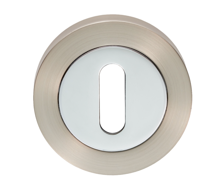 Satin Nickel/ Polished Chrome 51mm Standard Profile Round Key Escutcheon | GK4003SNCP
