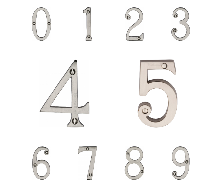 Heritage Brass Satin Nickel 76mm Screw Fixing Numerals | C1560SN
