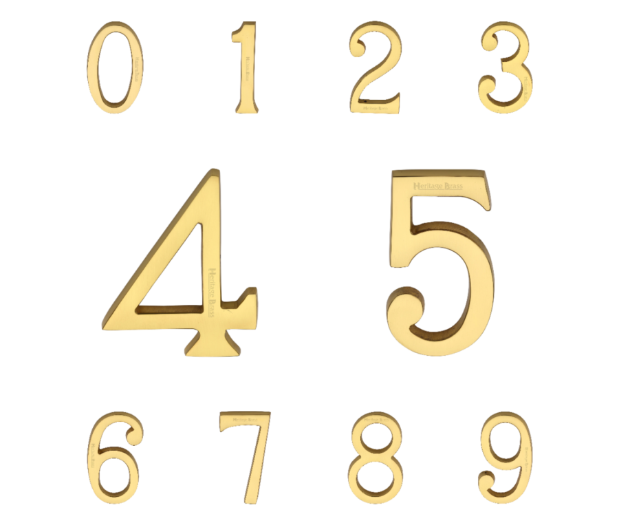 Heritage Brass Unlacquered Brass 76mm Pin Fixing Numerals | C1564ULB