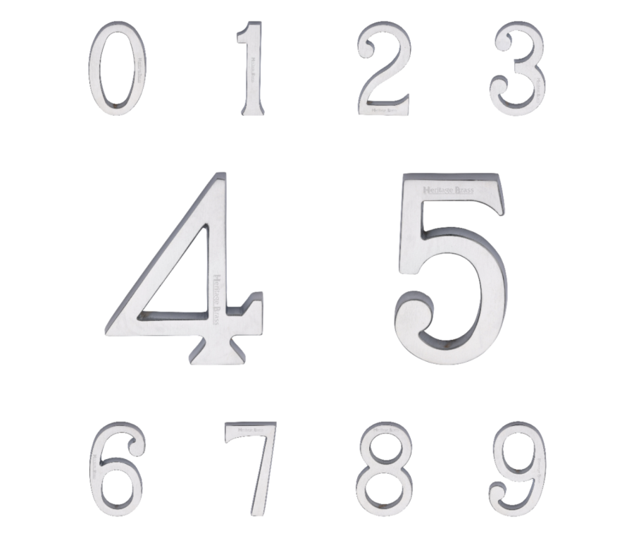 Heritage Brass Satin Chrome 76mm Pin Fixing Numerals | C1564SC