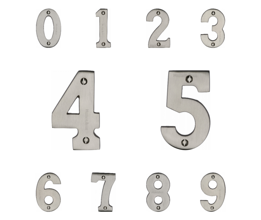Heritage Brass Satin Nickel 76mm Screw Fixing Numerals | C1566SN