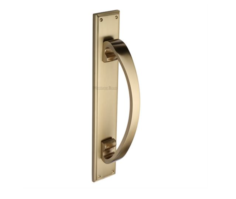 Heritage Brass Satin Brass Door Pull Handle on Back Plate 335mm