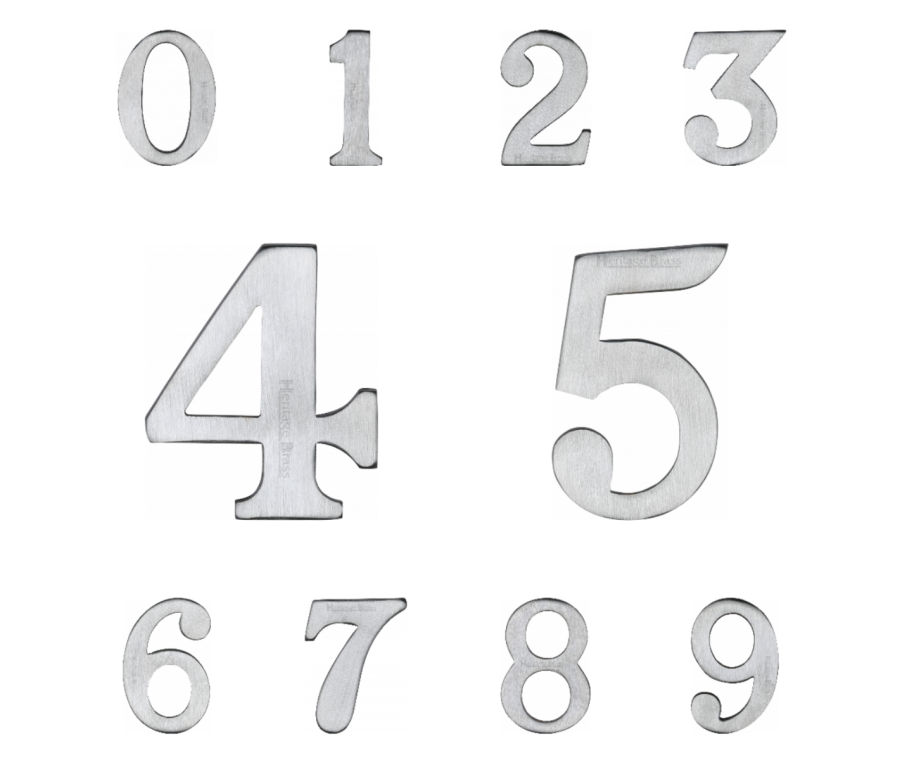 Heritage Brass Satin Chrome 51mm Self Adhesive Numerals | C1568SC
