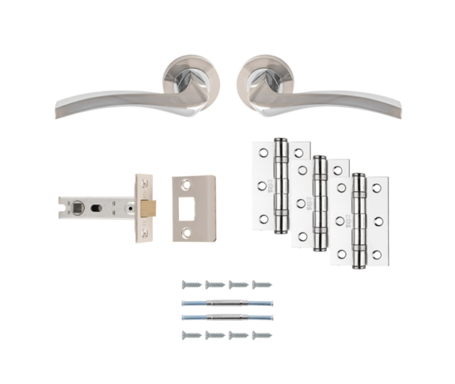 Satin Nickel / Polished Chrome Sines Latch Pack - Ultimate Door Pack