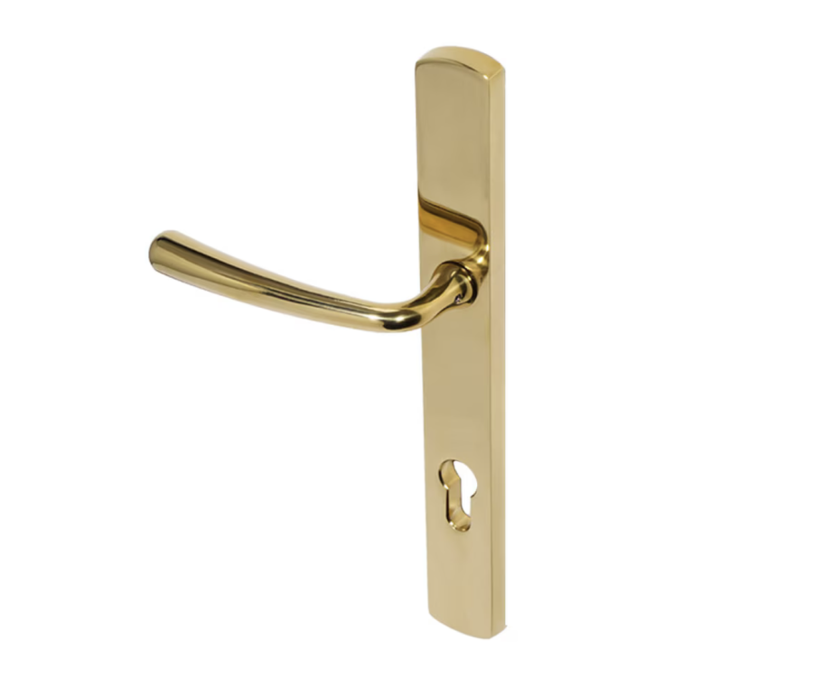 BLU Polished Brass Pera Multipoint Door Handle on 095 euro backplate  |  PER095-PPB