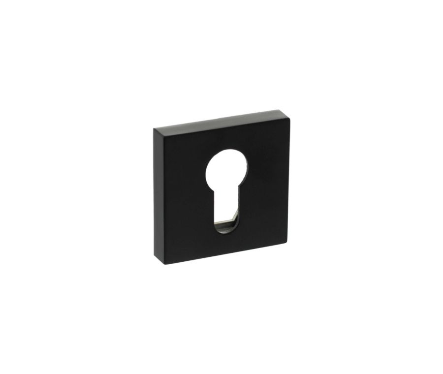 Senza Pari Matt Black Minimal Square Euro Escutcheon | SPESCEMB