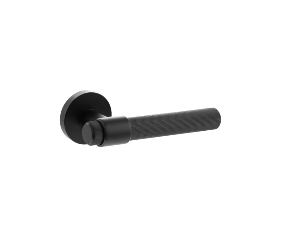 Set Matt Black Fasana Lined Lever Handle | SPR165MB