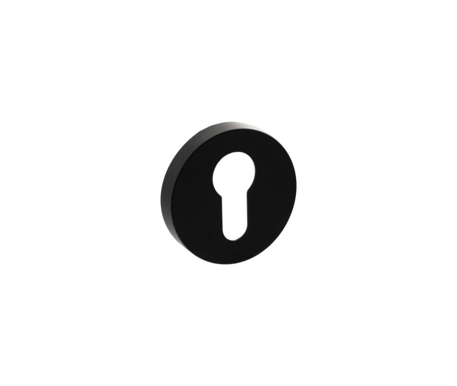 Senza Pari Matt Black Minimal Round Euro Escutcheon | SPRESCEMB