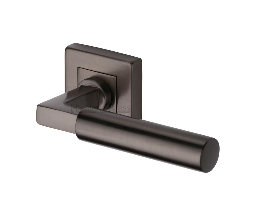 Matt Bronze Bauhaus Sq Door Handle on Square Rose