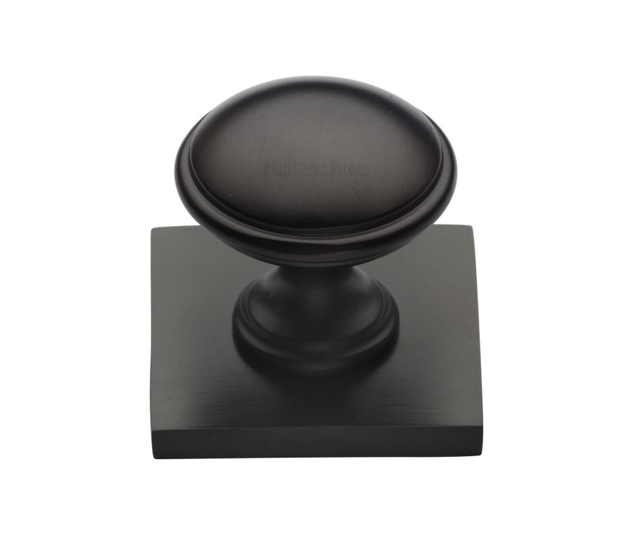 Heritage Brass Matt Bronze Domed Cabinet Knob with Square Backplate 32mm