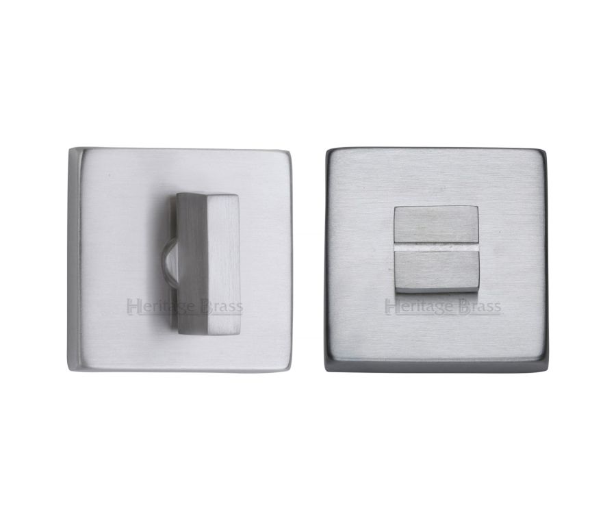 Satin Chrome Square Bathroom Turn & Release - SQ4035