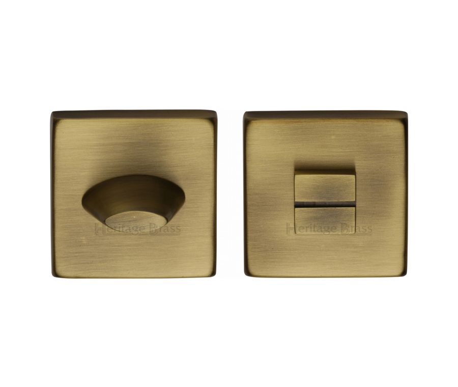 Antique Brass Square Bathroom Turn & Release - SQ4043
