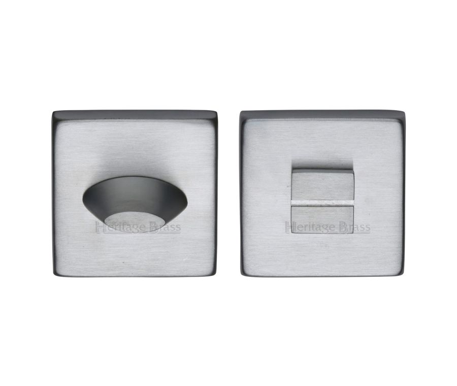 Satin Chrome Square Bathroom Turn & Release - SQ4043